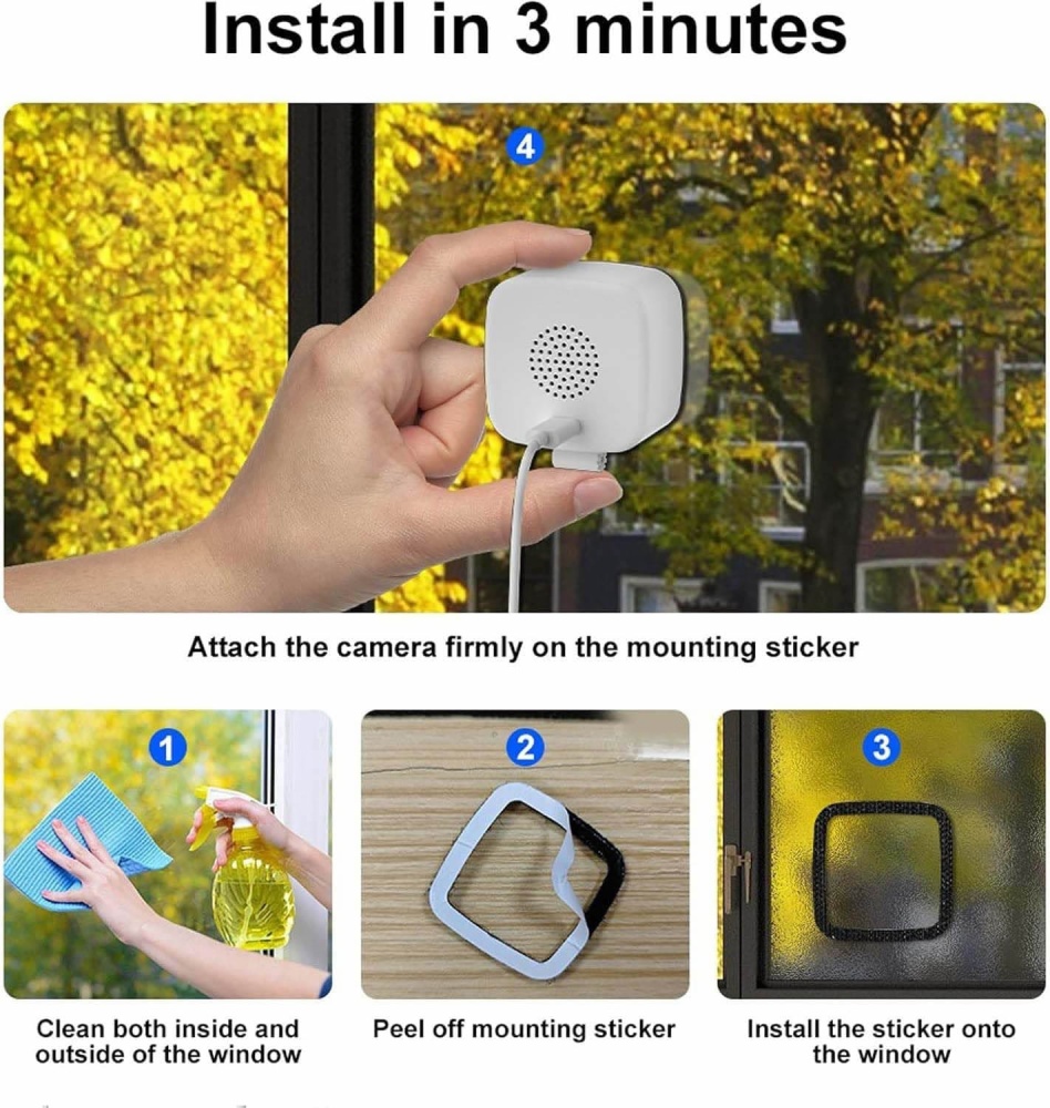 Window Security Camera WiFi CCTV 3MP Night Vision Indoor - DigiDirect
